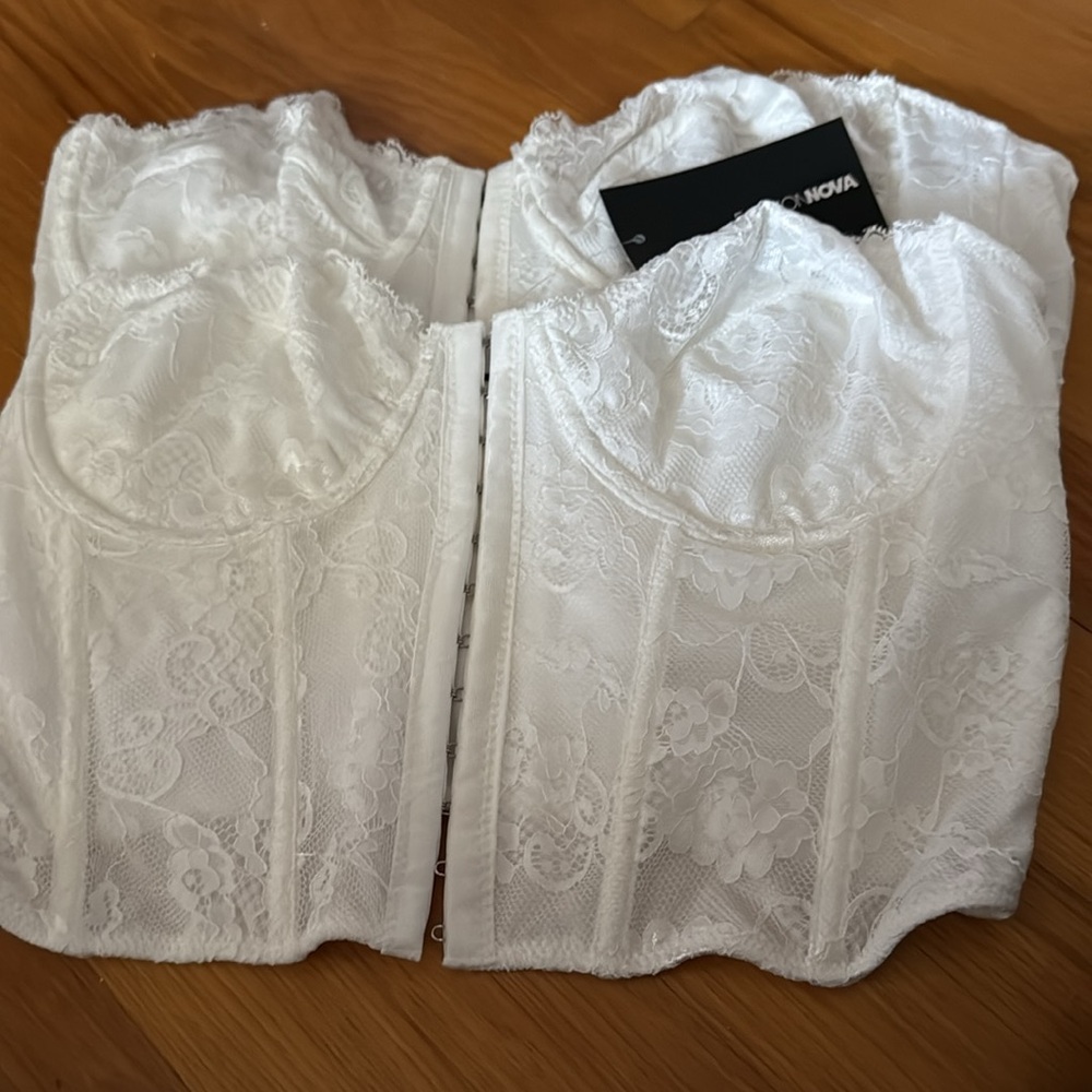 2 Fashion Nova White Lace Bustier